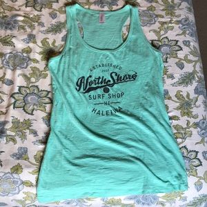 Graphic tank with surf shop logo